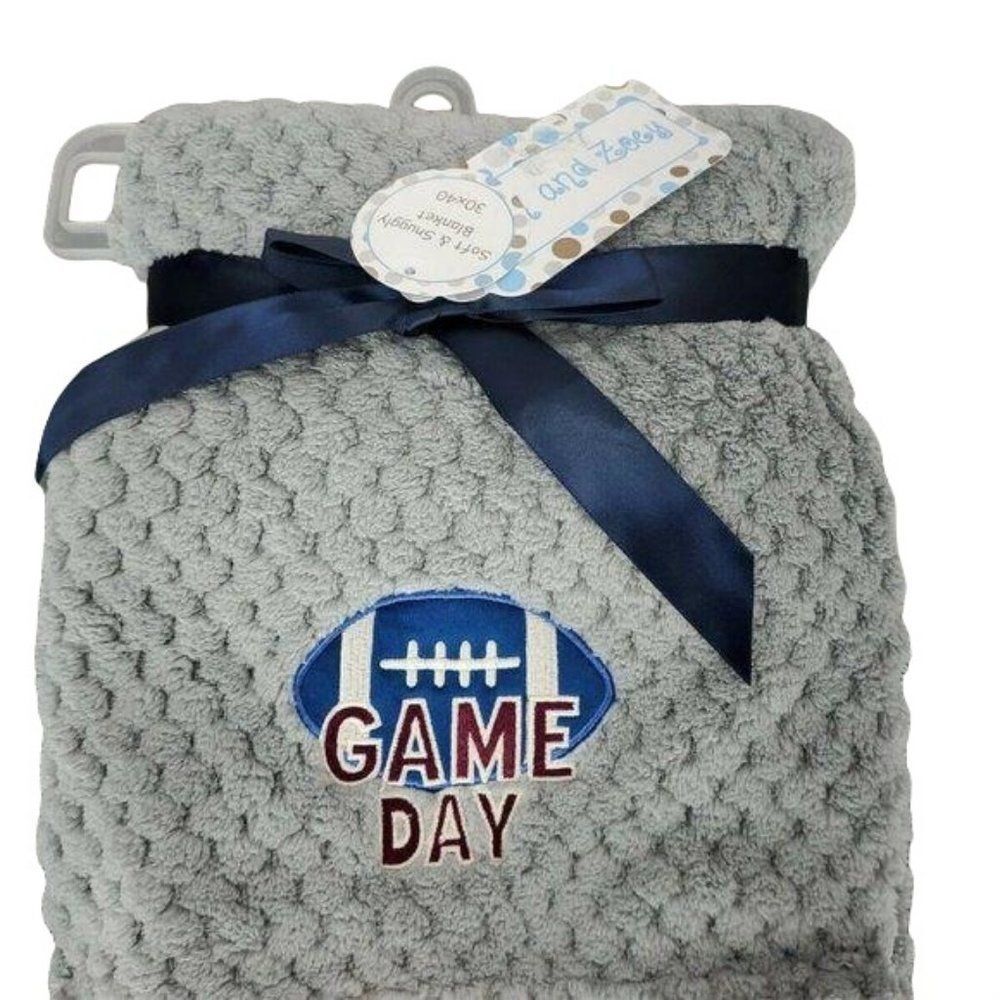 Zak & Zoey Soft Snuggly Gray Blanket 30x40 Crib Sports Baby Toddler